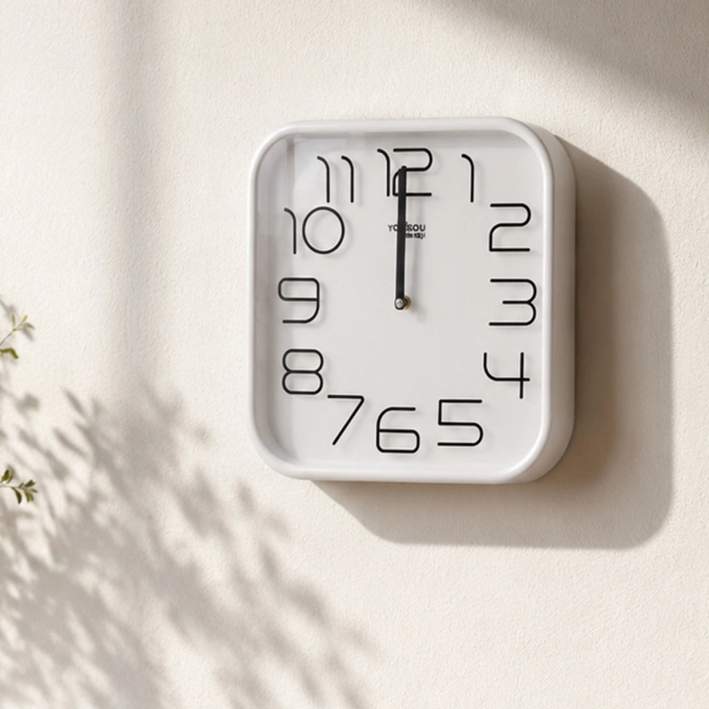 Orologio da Parete Quadrato con Meccanismo Silenzioso 33x33cm Bianco Avizar