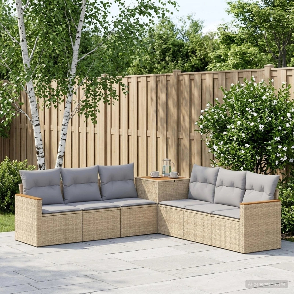 Set di divani 7 pz Beige e Grigio Chiaro 3448865
