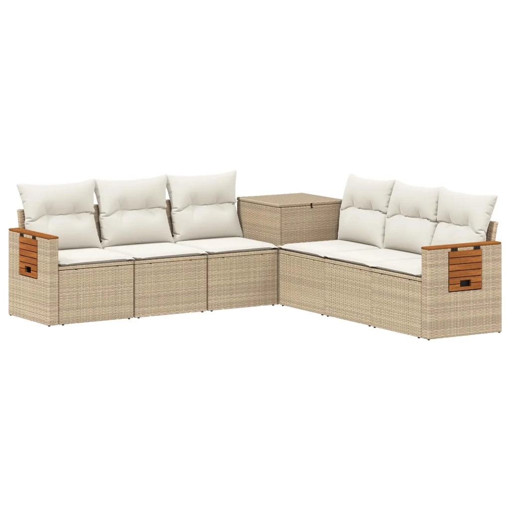 Set di divani 7 pcs Beige e Bianco Crema 3448878