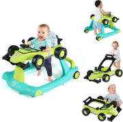 Girello per Bambini 4 in 1, Girello Pieghevole con Altezza e Velocità Regolabili, Carillon con Luci, Volante, Primi Passi per Bambini 6-18 Mesi, Portata 12 kg (Verde)