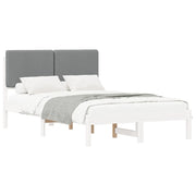 Letto matrimoniale | Letto per adulti | Letto con Testiera Rivestita Grigio chiaro 135 x 190 cm