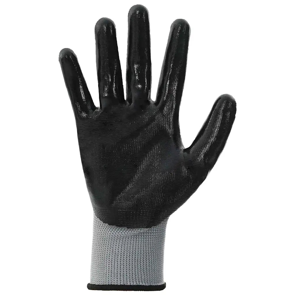 Guanti da Lavoro 12 pz Grigio e Nero 10 / xl Poliestere CFW8091234