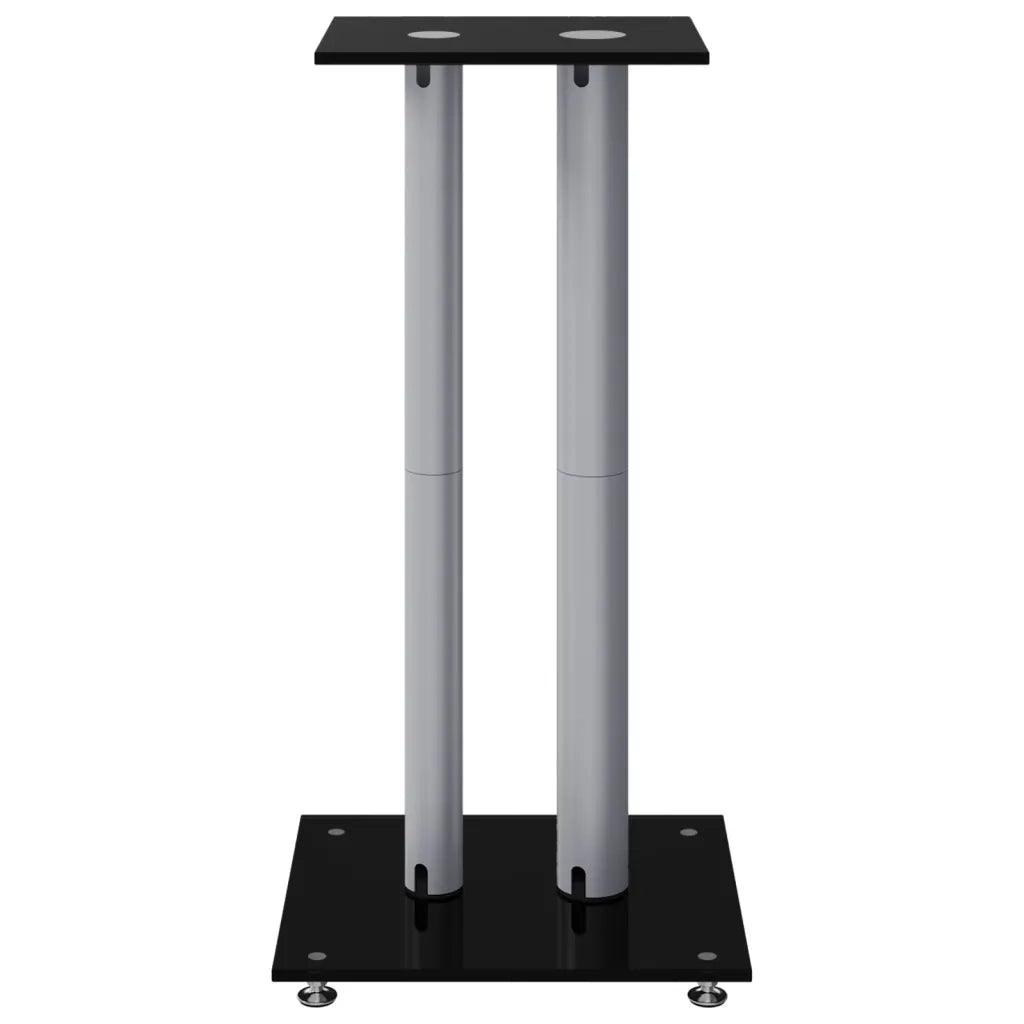 Pedane Casse 2 pz Nero Argento Vetro Temperato Design 2 Pilastri CFW8378704