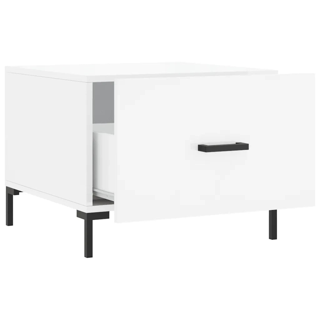 Tavolini Salotto 2pz Bianco Lucido 50x50x40cm Legno Multistrato 829401