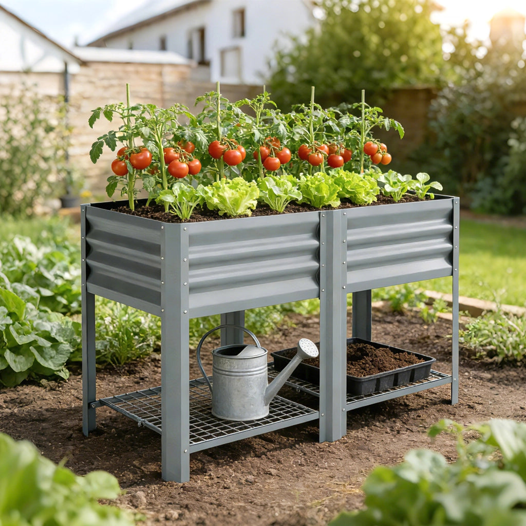 Tavolo da Coltivazione Urbano con Ripiano Inferiore ¨C Zephmum ¨C Grigio 120x55x80 cm