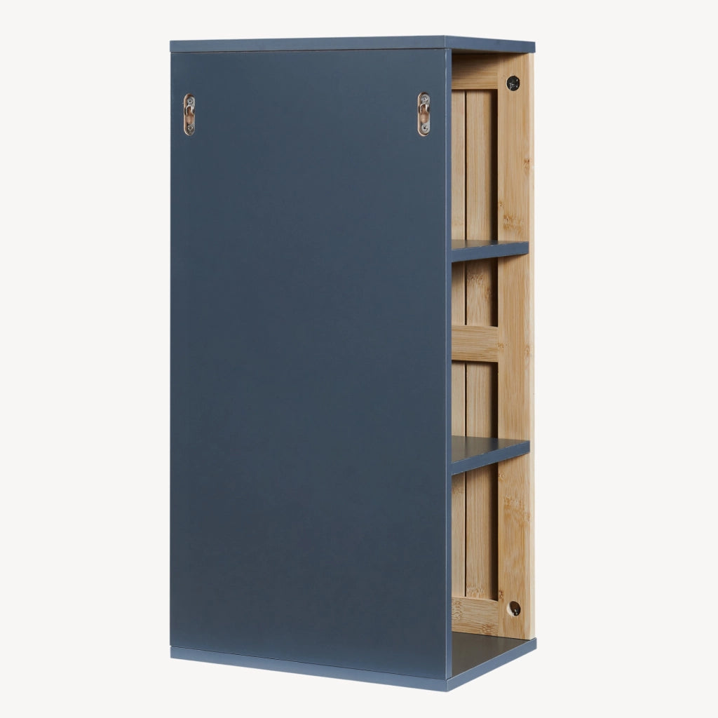 Mobiletto da Muro Svanes per Bagno Pensile con Frontale in Bambù e 3 Ripiani 60 x 30 x 20 cm - Grigio Scuro/ Naturale [en.casa]