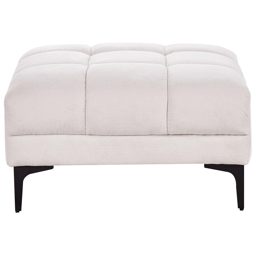 Ottomana in tessuto bianco sporco 80 x 88 x 41 cm Poggiapiedi Divano Fine