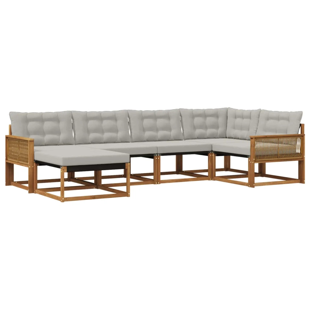Set di divani da esterno 6 pz Naturale e Grigio Chiaro 3381539