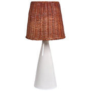 Lampada da tavolo con base in ceramica bianca e paralume in rattan Lampada da comodino per il salotto del corridoio
