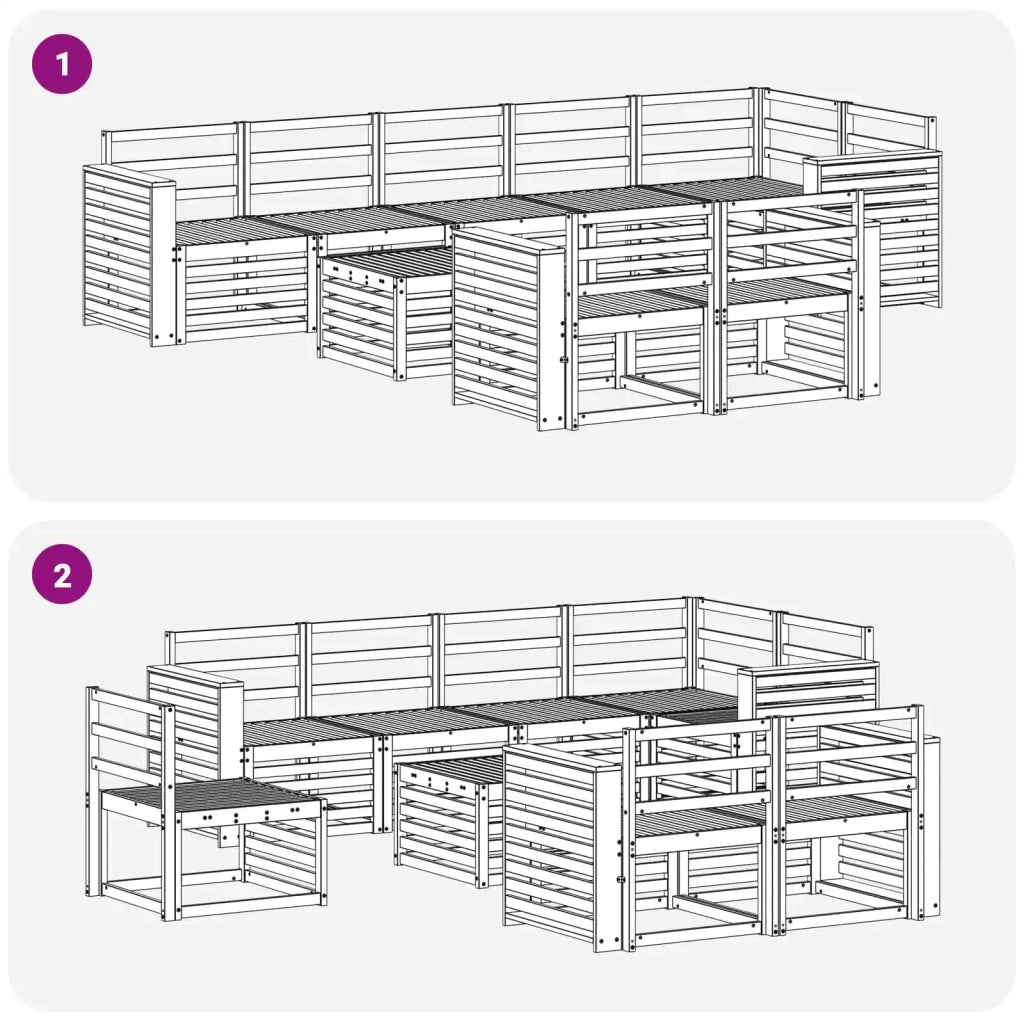Set divani 9 pcs Naturale Legno di Acacia Massello