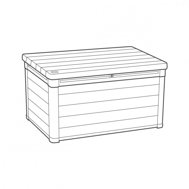 Baule da Giardino con Seduta Keter Deco 100G Walnut 380L - Effetto Legno 122,9x62,1x70,6 - Keter