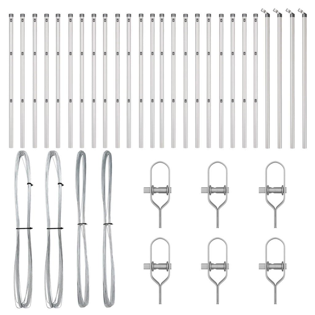 Paletti per recinzioni  26 pz Ã˜32 mm 80 cm Acciaio zincato