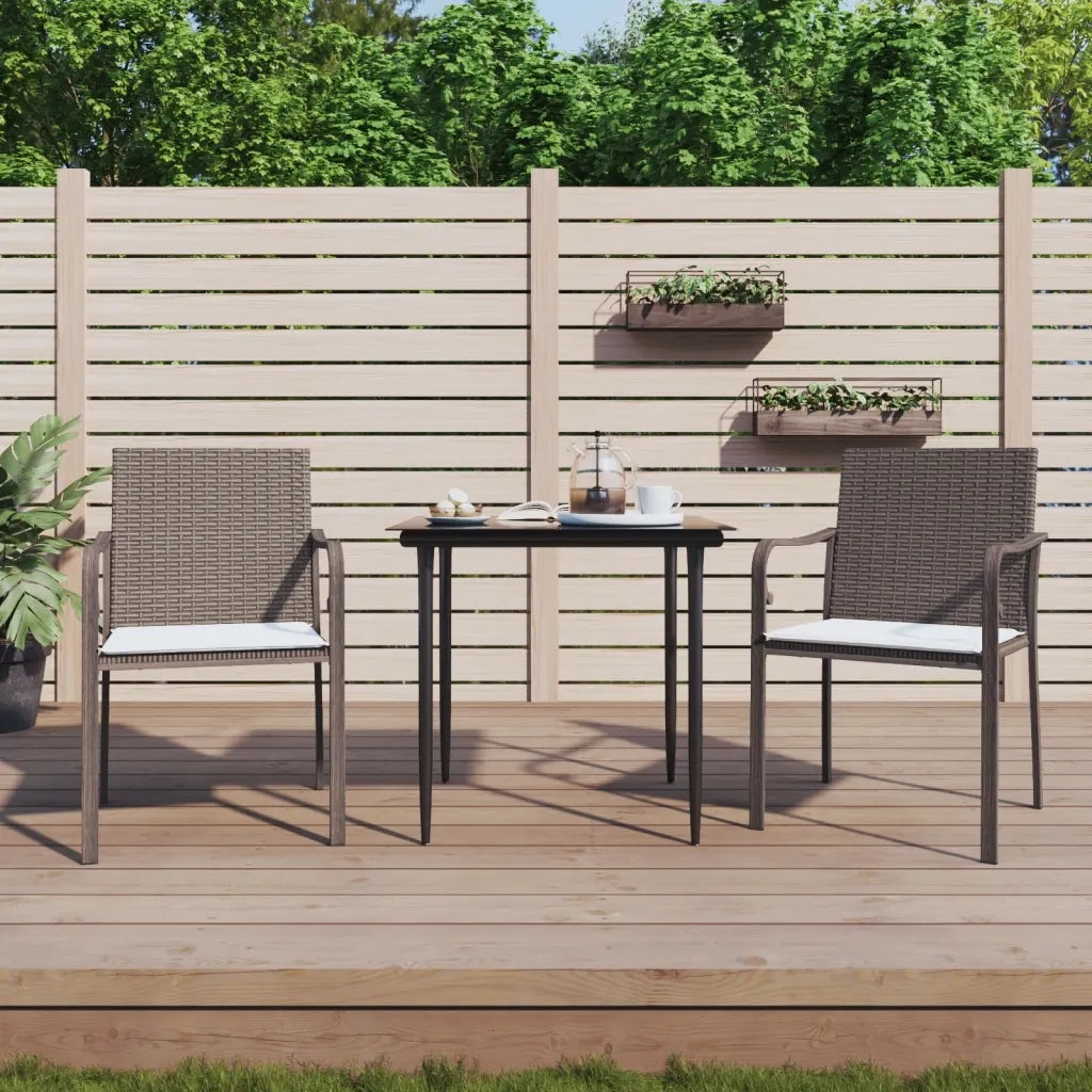 Set Pranzo da Giardino 3pz con Cuscini in Polyrattan e Acciaio 3186937