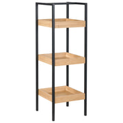 Scaffale da bagno a 3 ripiani con struttura in acciaio nero Accessori da bagno Bambù marrone chiaro