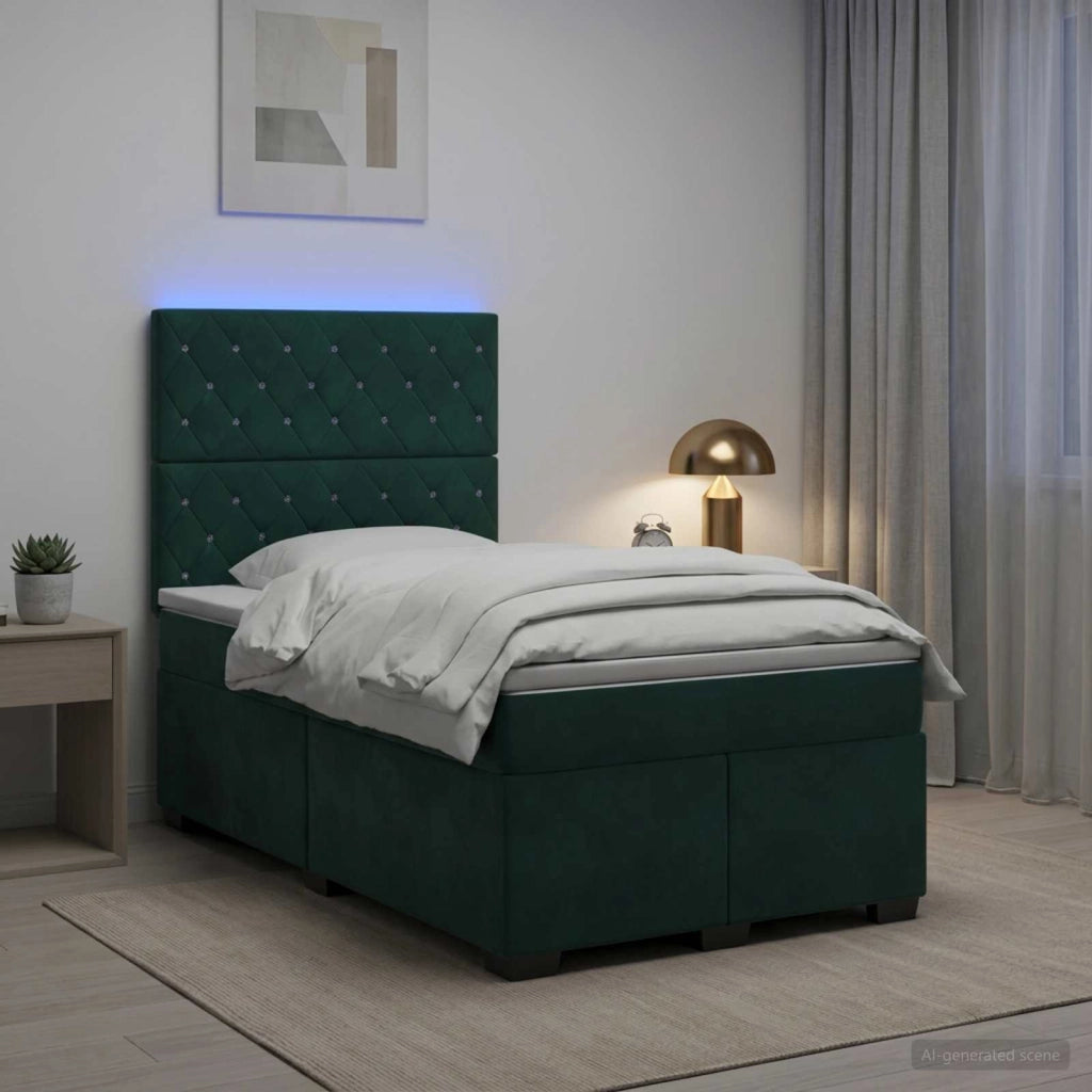 Letto box spring con materasso Verde Scuro 120 x 200 cm Velluto 3455081