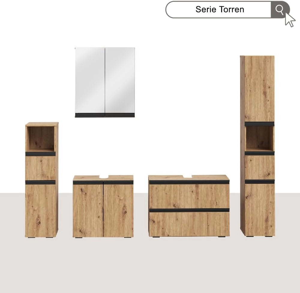 Mobile sottolavabo per bagno Torren, Artigiano, 80 x 58 cm con 2 cassetti
