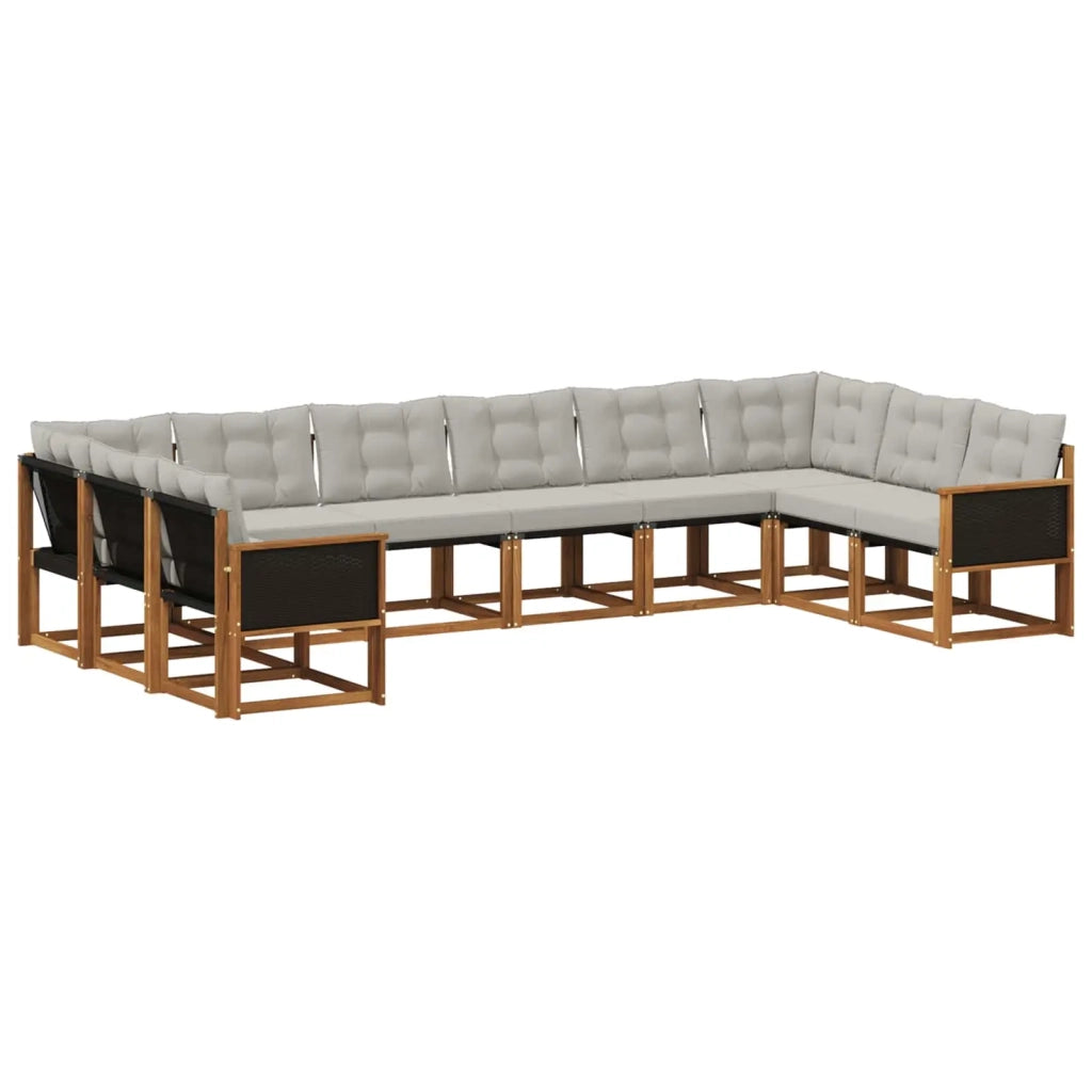 Set di divani da esterno 10 pz Naturale e Grigio chiaro 3382231