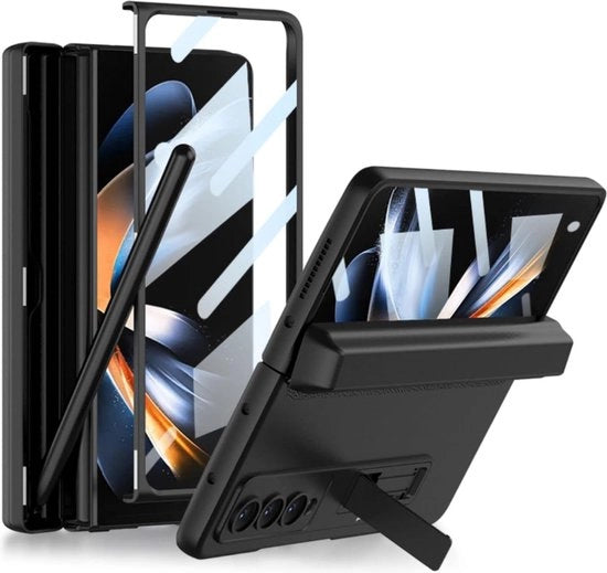 Casino Militare in Pelle con Magnete per Samsung Galaxy Z Fold 5 - 5G, con Schermo a Vetro, Opzioni di Protezione e Porta Penna
