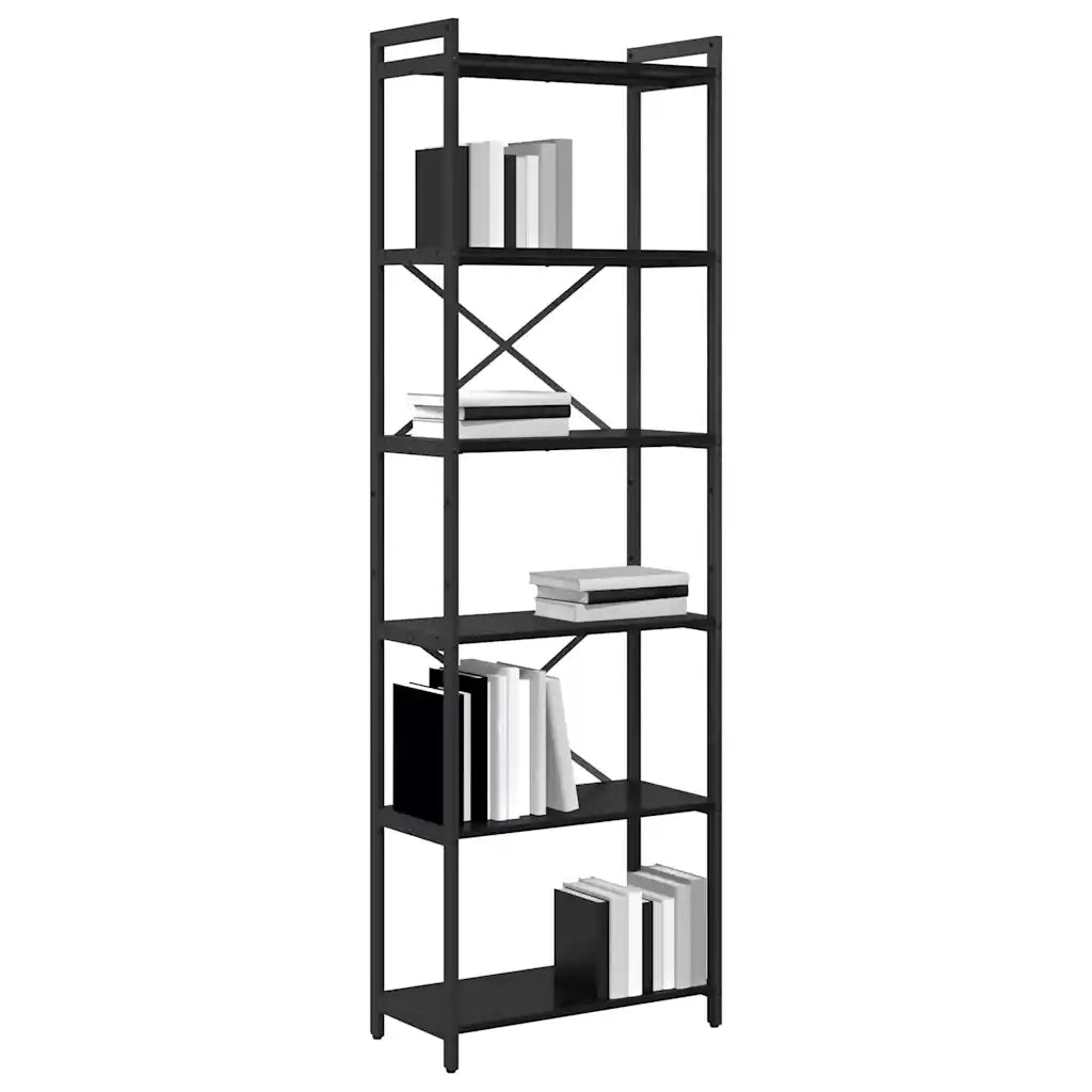 vidaXL Libreria Rovere nero 60 x 30 x 188 cm Legno multistrato
