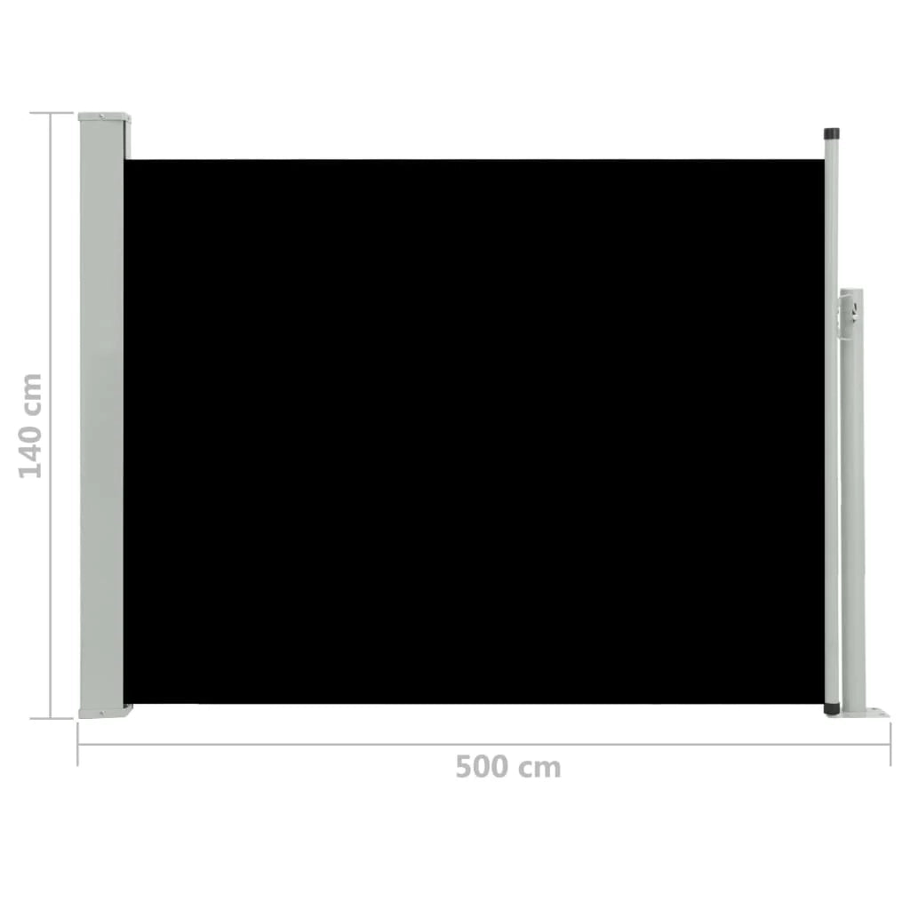 Tenda da sole laterale retrattile 140 x 500 cm nera 02_0007259