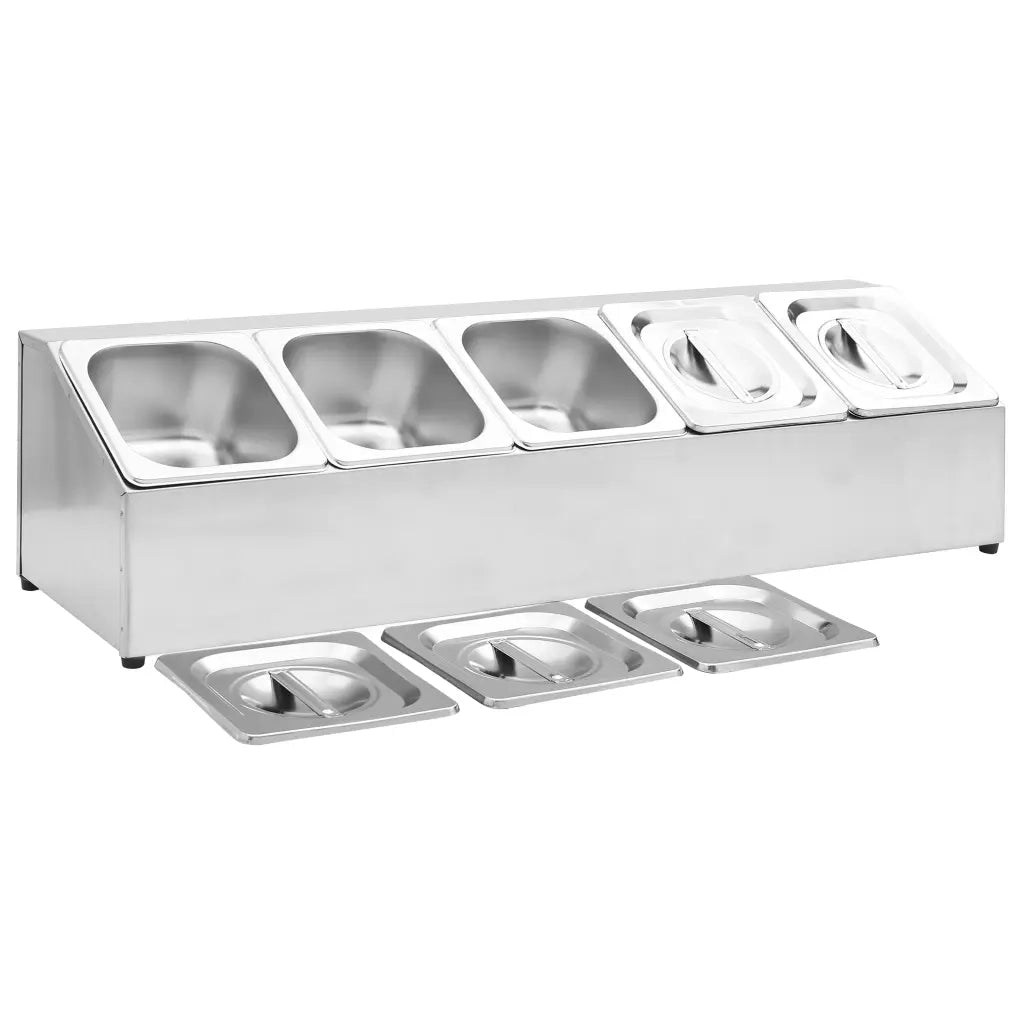 Supporto Gastronorm con 5 Contenitori GN 1/6 in Acciaio Inox 51222