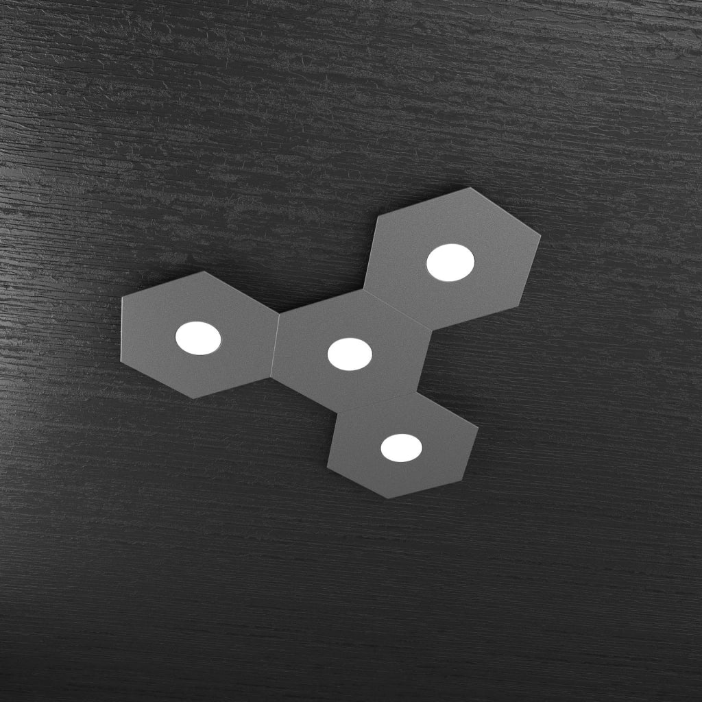 HEXAGON APPLIQUE-PLAFONIERA 4 LUCI GRIGIO ANTRACITE 1142-4L-GA