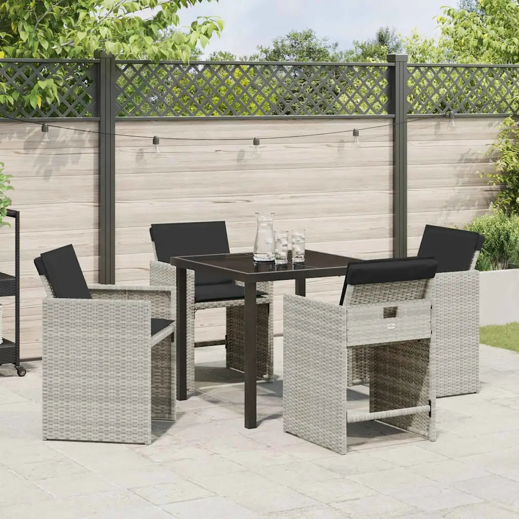 Set da Pranzo per Giardino 5 pcs Grigio chiaro polyrattan