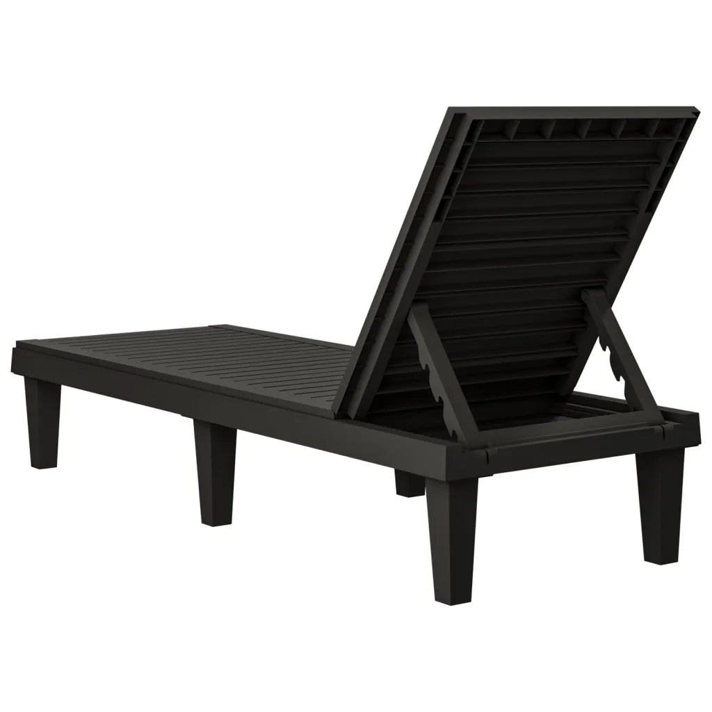 Lettino Prendisole | Sdraio da giardino | Lettino da sole Nero 155x58x83 cm in Polipropilene