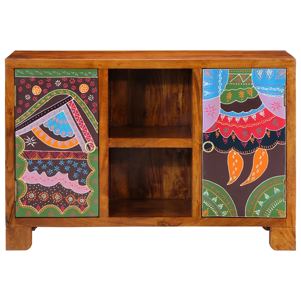vidaXL Credenza Multicolore 90x35x60 in Legno Massello di Acacia