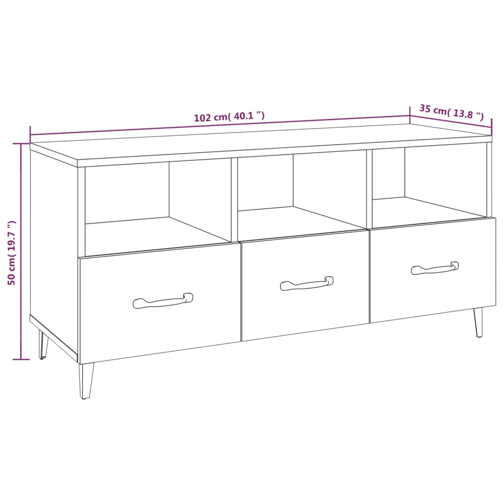 Mobile Porta TV Grigio Cemento 102x35x50 cm Legno Multistrato 812613