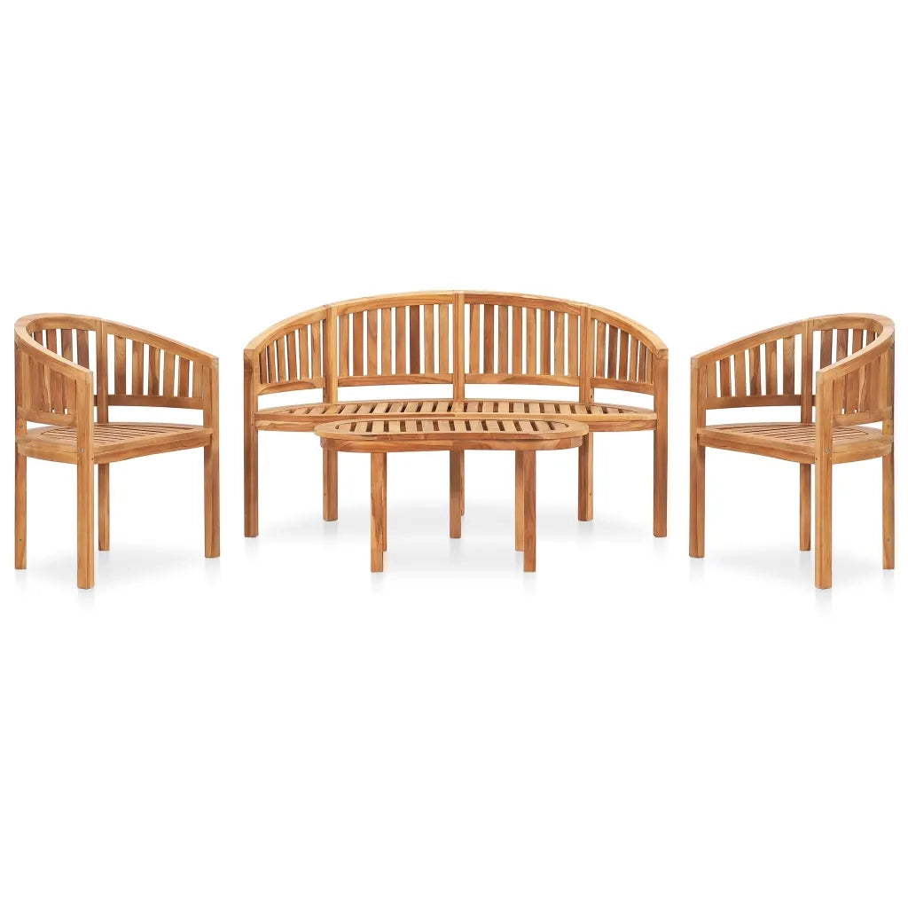 Set Salotto da Giardino 4 pz Design Curvo in Massello di Teak cod mxl 35709