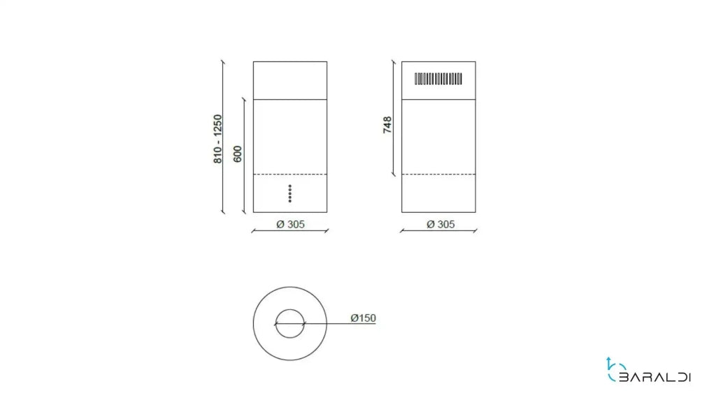 CAPPA RODIA ISOLA cm 30 - Bianca - 800 m3/h