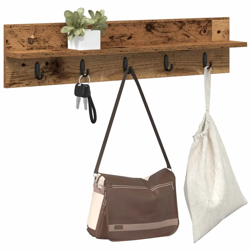 vidaXL Appendiabiti a muro Legno vecchio 80 x 10.5 x 18 cm