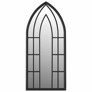 Specchio da Giardino Nero 70x30 cm in Ferro per Uso Esterno