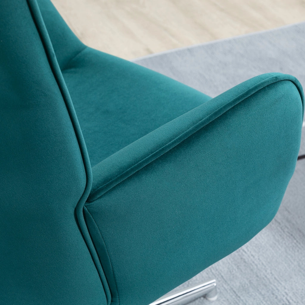 EasyComfort Poltrona per Ufficio e Salotto in Velluto, Girevole con Braccioli e Altezza Regolabile, Blu
