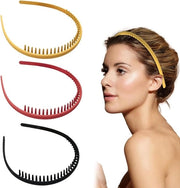 Set di 3 fascette antiscivolo in plastica per uso quotidiano - Accessori per capelli unisex con chiusura a denti - Fascette per donne
