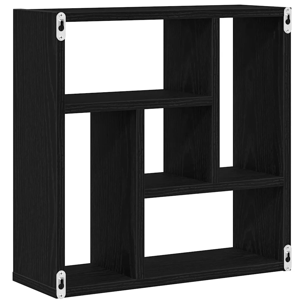 Scaffale a Parete Rovere Nero 45x16x45 cm in Truciolato