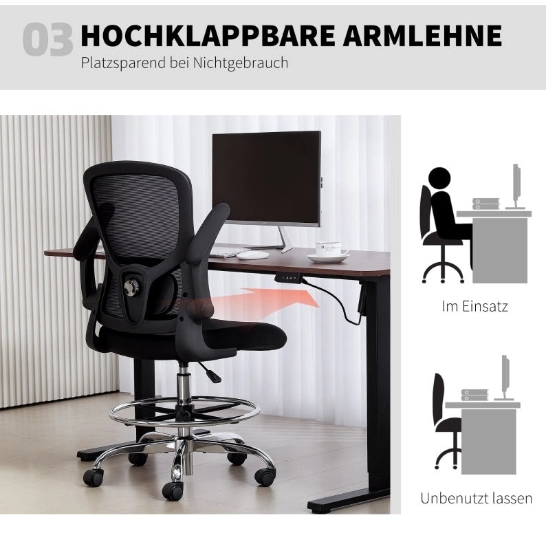 Sedia ergonomica nera con supporto lombare 4D