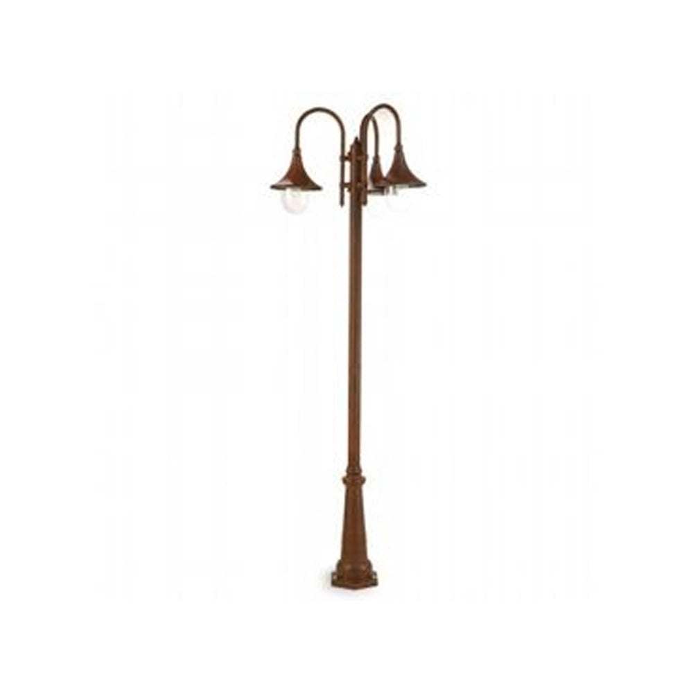 Palo Da Esterno H230Cm Lampara Alluminio E Termoplastica Ruggine 3 Luci E27