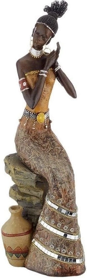 Figura decorativa africana "Ayana", seduta, H 35 cm