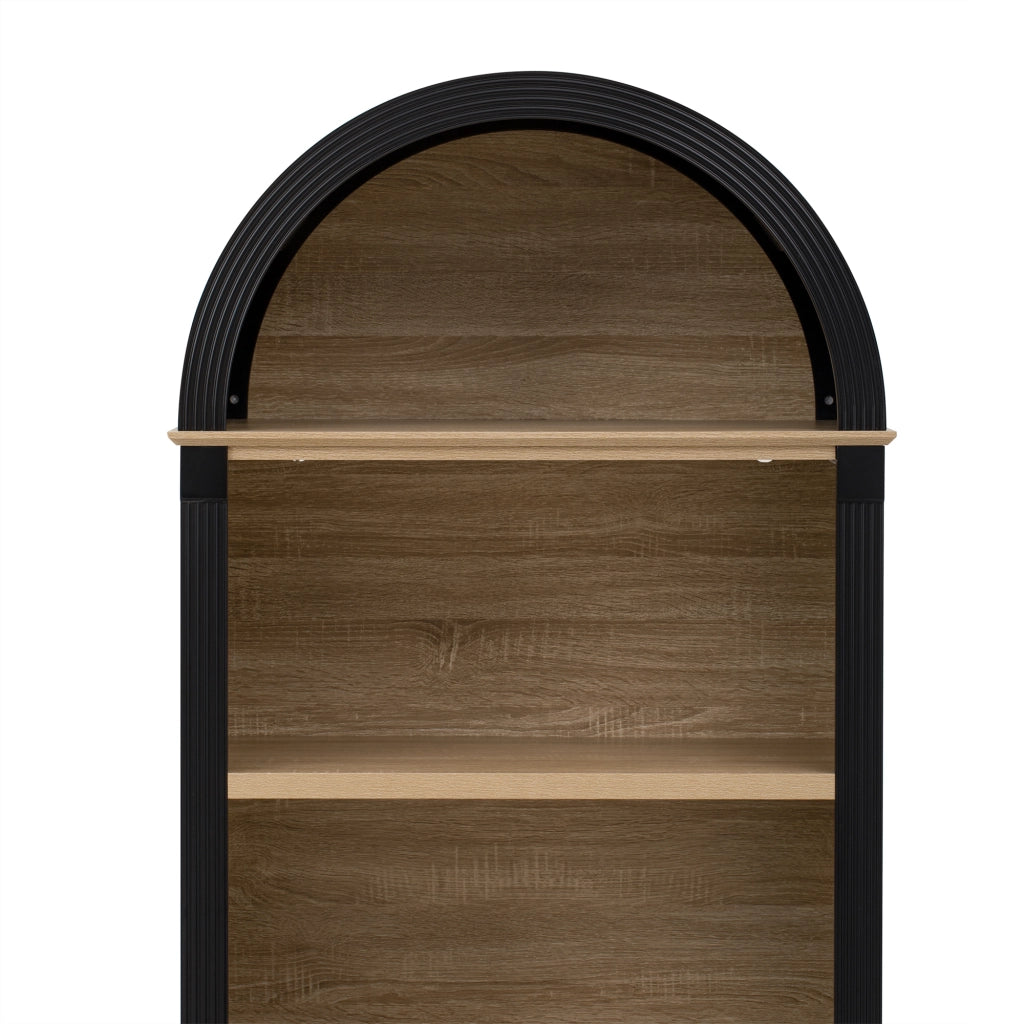 Credenza con 3 vani e ripiano regolabile; LED - per cucina - 76.2×40.1×180 cm - nero