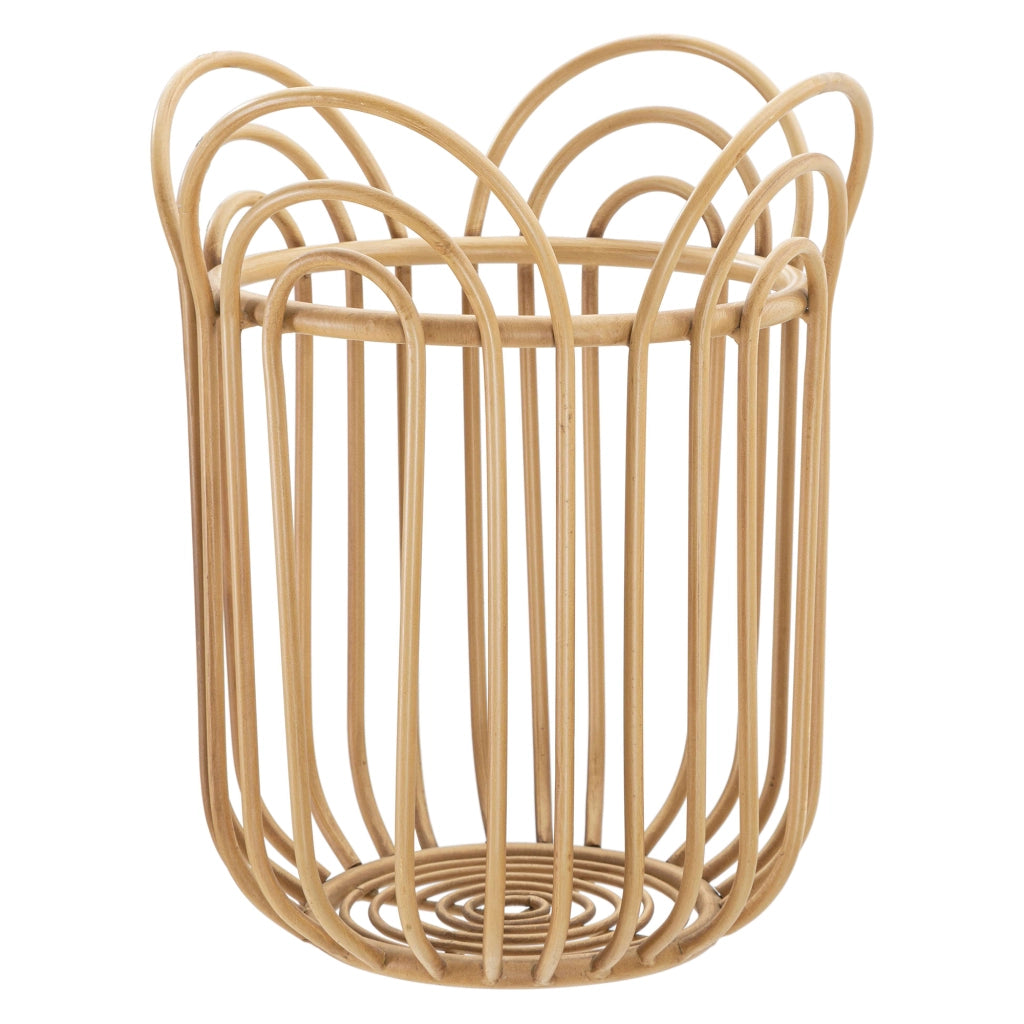 Damonono, Vaso Portavaso Finiture in Rattan, Marrone Rovere