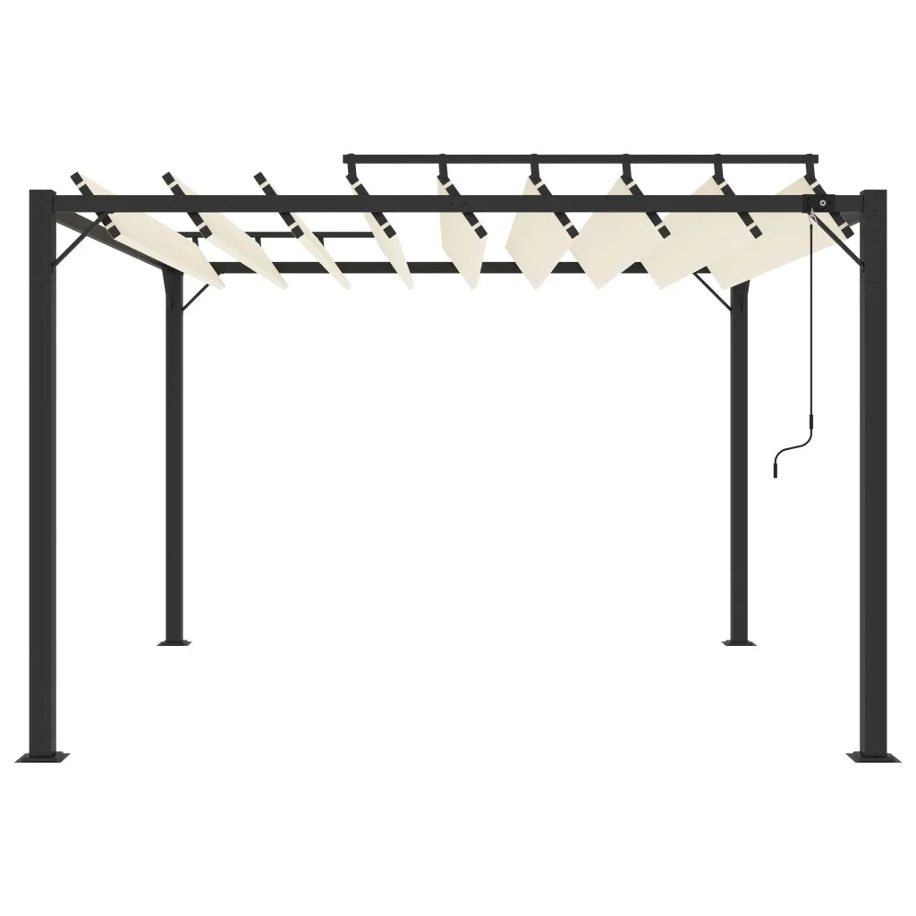 Gazebo con Tetto a Lamelle 3x3 m in Tessuto Crema e Alluminio 313924
