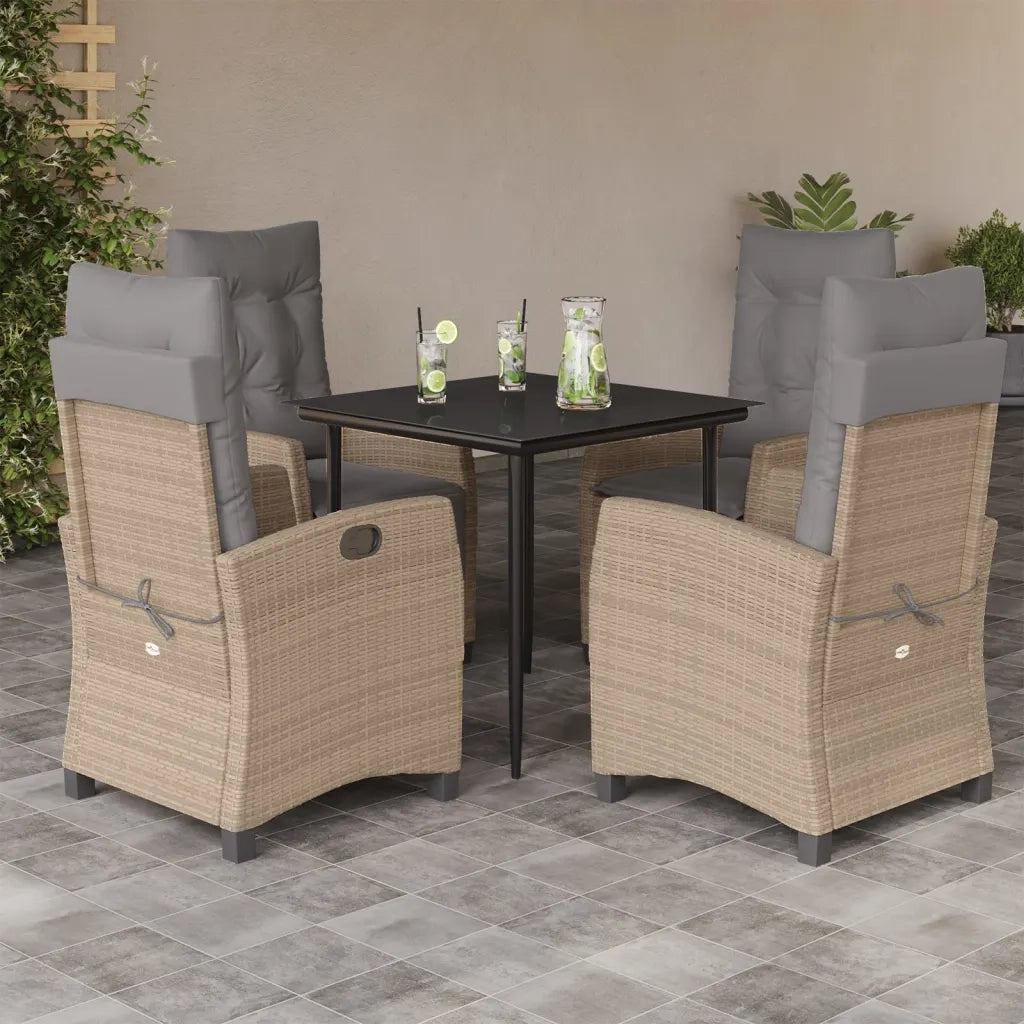 Set Pranzo da Giardino 5 pz con Cuscini Beige Misto Polyrattan 3212824