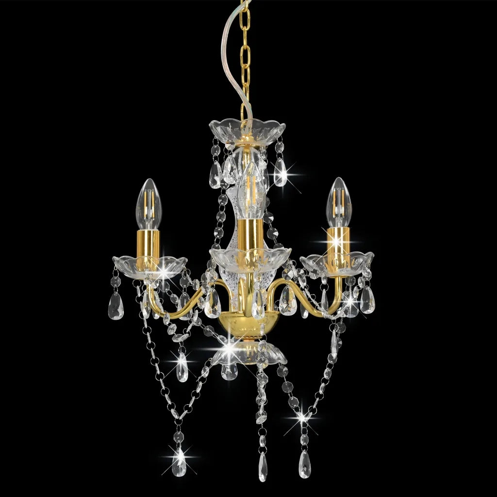 Lampadario con Perline Dorato Tondo 3 E14 CFW1564819