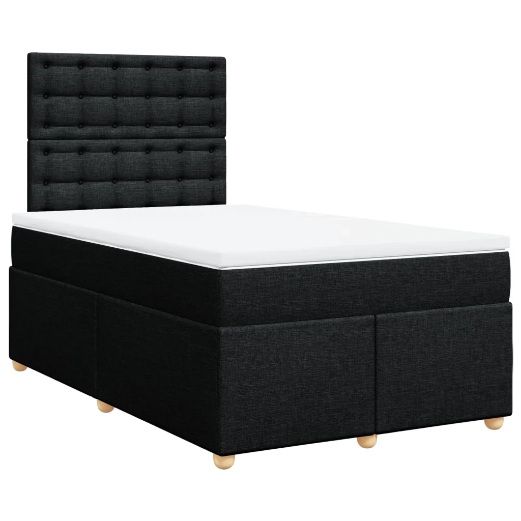 Giroletto a Molle con Materasso Nero 120x190 cm in Tessuto