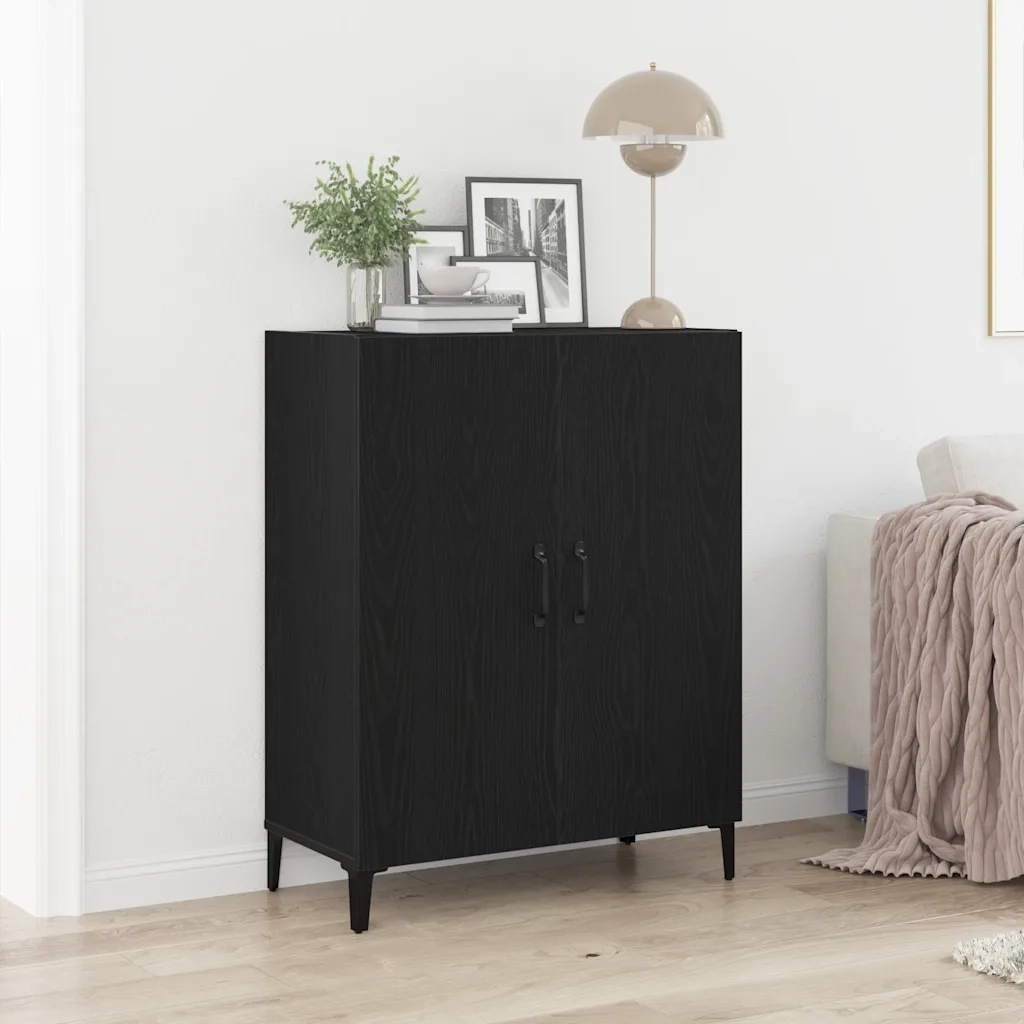 Credenza Rovere Nero 69,5x34x90 cm in Legno Multistrato 862093