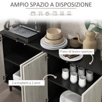 Credenza Moderna con 2 Armadietti e 4 Ante con Apertura a Pressione, 121x37x75cm, Nero
