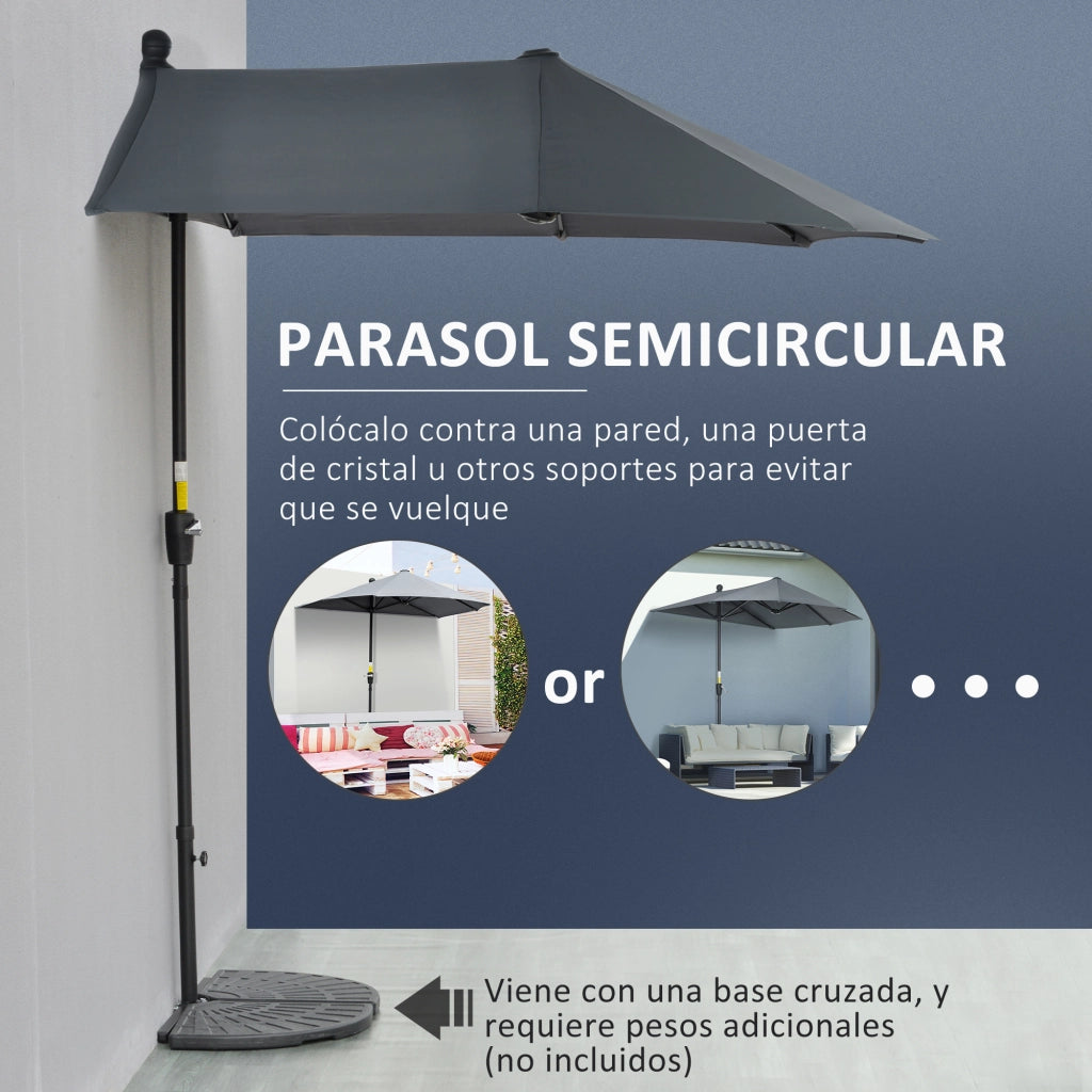 Ombrellone da Giardino 200x190x240 cm con Base a Croce ¨C Zephmum ¨C Grigio Acciaio