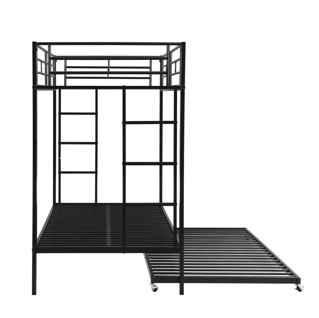 Letto a castello 90x200 cm con letto estraibile; struttura robusta; metallo; nero